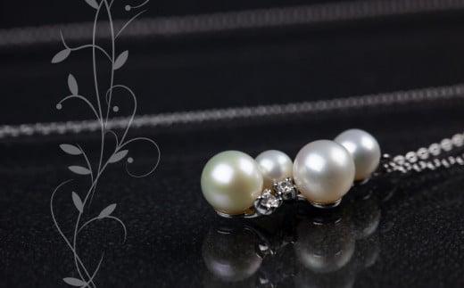 淡水パール&0.06ct ダイヤモンドネックレス（RP-MN-0184）【リズプラス】｜ ダイヤ ダイヤモンド パール 真珠 プラチナ ネックレス ペンダント ジュエリー アクセサリー ギフト プレゼント 鑑別書付 保証書付
