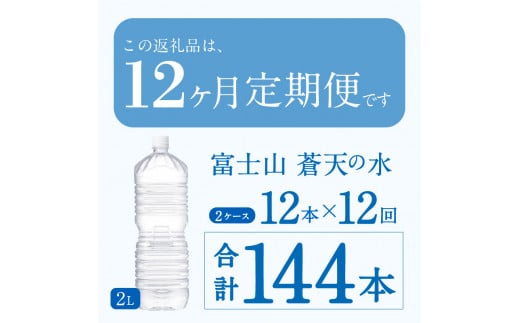 《12ヵ月定期便》富士山蒼天の水 2L×12本（2ケース）ラベルレス　