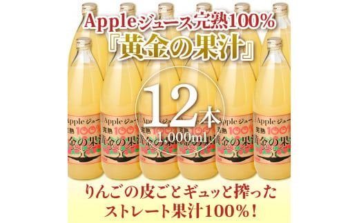 【2025年2月発送】青森県産完熟100％りんごジュース1L×12本(6本×2箱)