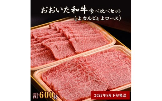 ＜2022年8月下旬発送＞おおいた和牛食べ比べセット(上カルビ&上ロース)(合計600g)【6372750】