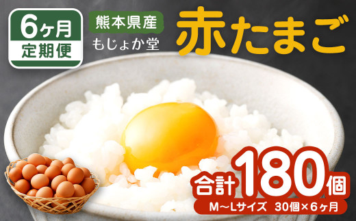 【6ヶ月定期便】 熊本県産 赤たまご 30個×6 計 180個 M～Lサイズ 鶏卵