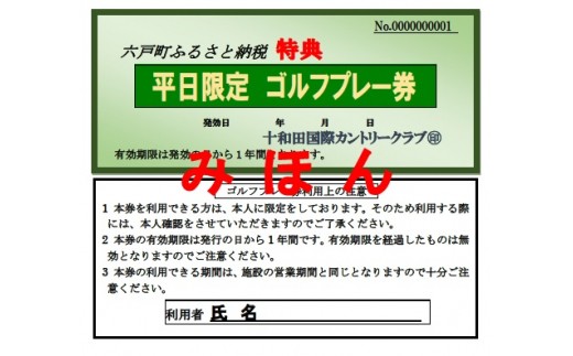 E-17十和田国際カントリークラブ　平日限定ゴルフプレー券