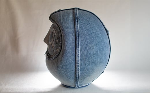 DENIM DARUMA "6" だるま 達磨 インテリア 置物 お祝い 縁起物 伝統 手作り おしゃれ デニム オリジナル オブジェ ギフト 贈り物 寒川町 神奈川 Medium Blue