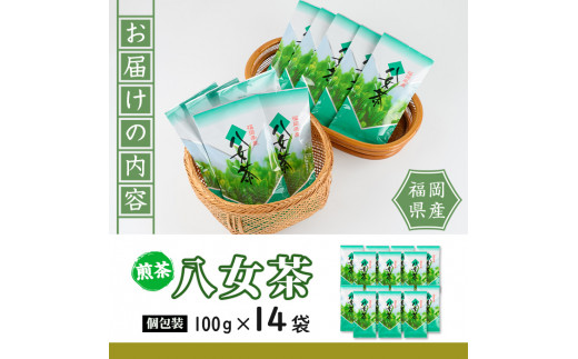 八女茶(計1.4kg・100g×14袋) お茶 緑茶 煎茶 茶葉 小分け 常温 常温保存【ksg0018】【お茶の星陽園】