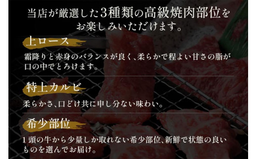 648．【和牛セレブ】【化粧箱入り】鳥取和牛特選ロースカルビ&希少部位 焼肉食べ比べ 600g
※着日指定不可