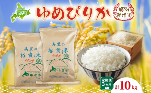 3ヵ月定期便 田中農園 令和6年産 ゆめぴりか 10kg 米 こめ コメ 白米 白飯 ご飯 ごはん ふっくら つややか 豊かな甘み ほどよい粘り 特別栽培 北海道 日高町