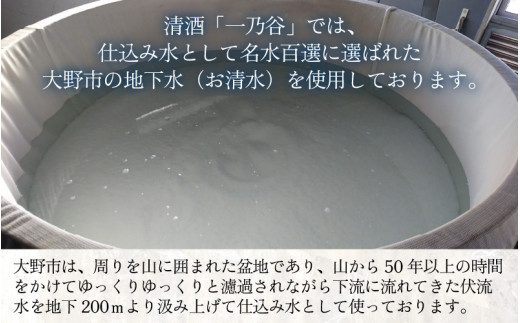 奥越前大野 日本酒 清酒『一乃谷』5種6本飲み比べセット 1.8L × 6本