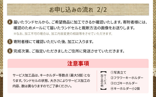 ランドセルリメイク工房　★綺麗な手縫い仕上げ★＜財布リメイクセット＞二つ折財布2点＆小物2点リメイクセット / ランドセル リメイク ランドセルリメイク リメイク品 手縫い 思い出 財布 さいふ 小物 パスケース キーホルダー 千葉県 大網白里市 C004