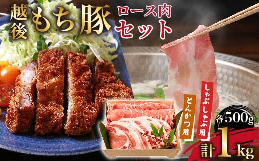 越後もち豚ロース肉(しゃぶしゃぶ用500g・とんかつ用500g)1kg【1272696】