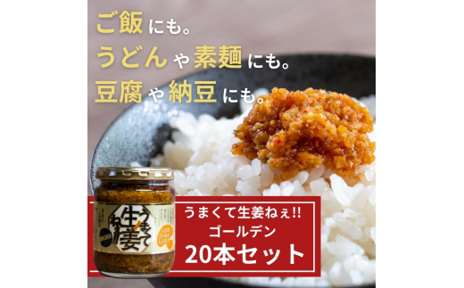 うまくて生姜ねぇ!!ゴールデン20本セット 【しょうが 国産 醤油漬け しいたけ ごはんのお供 お弁当 調味料 おつまみ 肴 薬味 隠し味 猪苗代町 福島県】[№5771-1324]