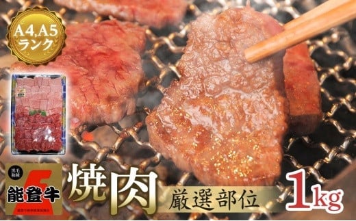 【復興支援】【A4・A5能登牛】焼肉用厳選部位 1kg