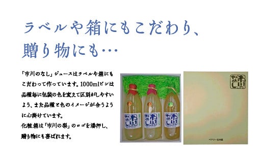 果汁１００％梨ジュース　1000ml×3本セット　【12203-0052】