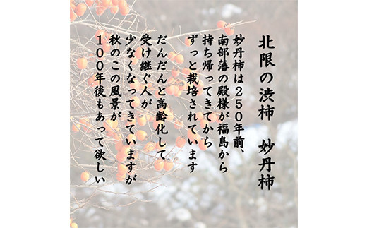 北限の渋柿 250年以上続く妙丹柿 半生干し柿 あんぽ柿 15玉 【なんぶ農援】 贈答可 干し柿 妙丹柿 半生 渋柿 F21U-118