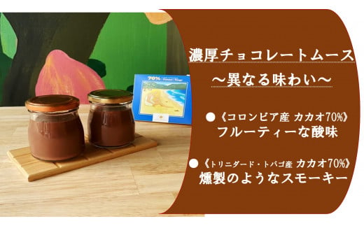 カカオの違いを楽しむ！チョコレート専門店のカカオ70%「濃厚チョコレートムース」(100ml×4個)｜チョコレート専門店 スイーツ デザート 菓子 お菓子 洋菓子 贈り物 ギフト プチギフト プレゼント 手土産 おやつ 小分け [0431]