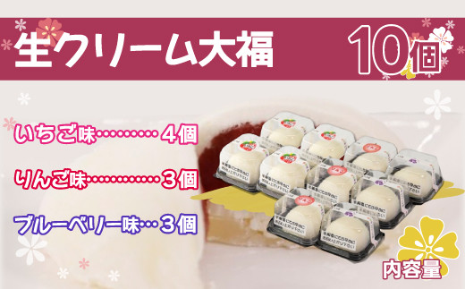 北海道産 フルーツたっぷり使用！生クリーム大福10個セット 【ふるさと納税 人気 おすすめ ランキング 果物 いちごイチゴ 苺 イチゴシャーベット 果肉 大福 生クリーム 大容量 おいしい 美味しい 甘い 北海道 豊浦町 送料無料】 TYUN041