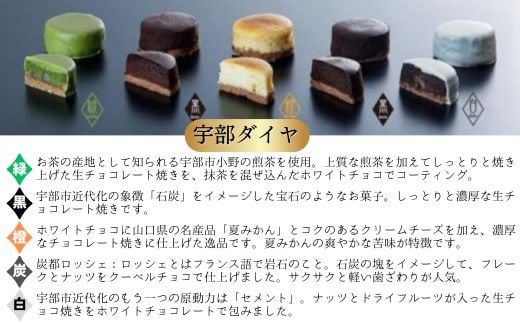 上品 お洒落 焼き チョコレート 菓子 宇部ダイヤ・アソート ５個入り【チョコ チョコレート 生チョコ 生チョコレート 濃厚 菓子 洋菓子 スイーツ お土産 手土産 贈り物 ギフト プレゼント おしゃれ オシャレ お洒落】