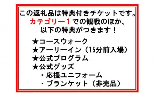 ラリージャパン【豊田スタジアムSSS観戦券カテゴリー１指定席】11月24日（日）