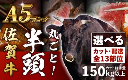 【半頭オーダーカット！】 A5 佐賀牛 半頭食べ尽くしセット 黒毛和牛 吉野ヶ里町/株式会社MEAT PLUS [FDB070]