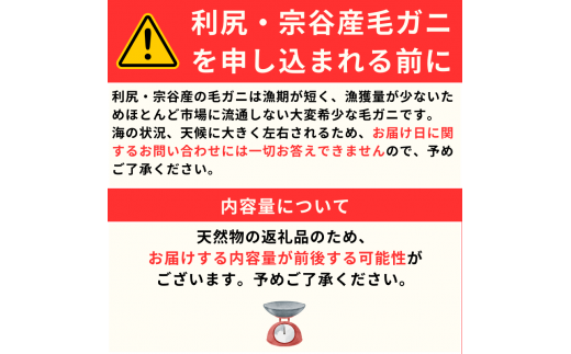 利尻・宗谷産 冷凍ボイル毛蟹 400g前後×2尾 