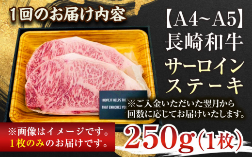 【全6回定期便】【A4～A5】長崎和牛サーロインステーキ　250g（250g×1枚）【株式会社 MEAT PLUS】 [QBS070]