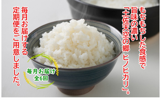 農林水産省の「つなぐ棚田遺産」に選ばれた棚田で育てられた土佐天空の郷 ヒノヒカリ 2kg定期便 毎月お届け 全6回