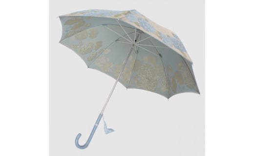 【槙田商店】晴雨兼用長傘　絵おり　紫陽花　ベージュ 日傘 UV プレゼント 化粧箱 ギフト 老舗