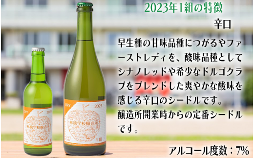 お酒 林檎学校醸造所 学級シードル”組”シリーズ 2023年 330ml × 3本 セット 北信五岳シードルリー 沖縄県への配送不可 信州 りんご リンゴ 林檎 酒 発泡酒 醸造 アルコール 長野 18500円 長野県 飯綱町 [1465]