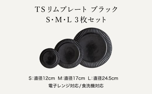 TANBASTYLE リムプレートセット（黒） S・M・L 3枚セット 丹波焼 立杭焼 日本六古窯 人気食器 ワンプレート 大皿 パスタ皿 カレー皿 オムライス パスタプレート 高級 モノトーン 無地 ホテル食器 おしゃれ おすすめ シンプル 電子レンジ対応 食洗器対応 丹波スタイル