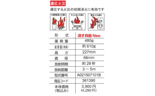 No.183 消火スプレー　消す兵衛NEO ／ エアゾール式 簡易消火具 初期消火 防災 レスキュー用品 千葉県