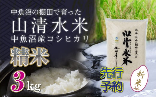 【新米先行受付】新潟県魚沼産コシヒカリ「山清水米」精米3kg