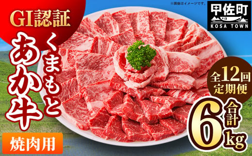 【毎月お届け】熊本県産　和牛　くまもとあか牛(GI)　焼肉用　500g【定期便12ヶ月コース】 - 肉 お肉 牛肉 くまもとあか牛 和牛 焼肉 冷凍 定期便 国産 九州産 熊本県産 熊本県 甲佐町