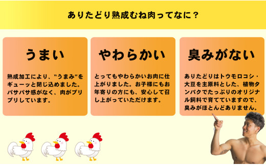 【6回定期便 総計14.4kg】 ありたどり 熟成むね肉 計2.4kg (300g×8パック) 6回 定期便 鶏肉 むね肉 ムネ肉 胸肉 小分け 真空パック N70-3