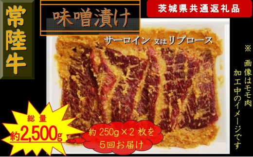 【5か月定期便】【常陸牛】常陸牛の味噌漬け（サーロイン又はリブロース）約500g【定期便】計5回 総量約2,500g（茨城県共通返礼品）【 常陸牛 茨城県 日立市 】