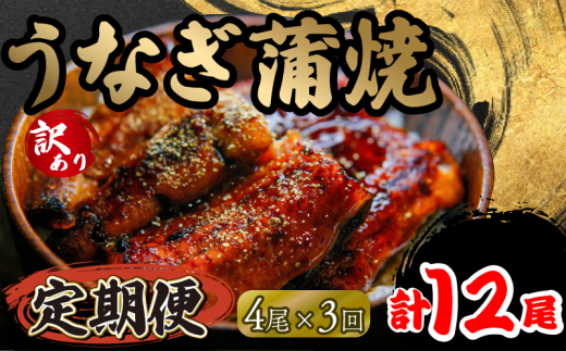 定期便 3回 訳あり うなぎ 蒲焼き 4尾 150g以上 × 4本入 計600g 以上 ( 鰻 3ヶ月 定期 さんしょう たれ セット 本格 うなぎ 4匹 冷凍 鰻 蒲焼 うな丼 うな重 ひつまぶし 人気 惣菜 海鮮 贈答用 プレゼント 贈り物 ギフト 滋賀県 竜王町 ふるさと納税 )