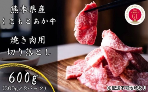 焼肉セット 炭火 牛肉 あか牛 600g 熊本県産 GI認証取得 くまもと 赤牛 熊本 和牛 肥後 焼き肉用 切り落とし 配送不可:離島