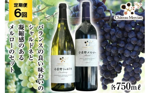 定期便 ワイン 赤 白 安曇野メルロー & 安曇野シャルドネ 各750ml×6回 総計12本 飲み比べ 赤ワイン 白ワイン / シャトー・メルシャン 勝沼ワイナリー / 長野県 池田町