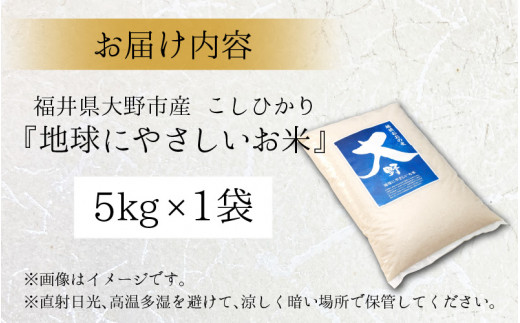 【令和6年産 新米】こしひかり（福井県大野市産）福井県特別栽培米 5kg【白米】