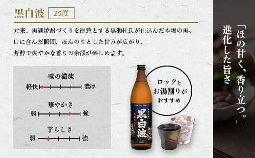 枕崎の定番焼酎＜黒白波＞900ml×3本セット＜薩摩焼酎＞黒麹 芋焼酎 A6-97【1167972】