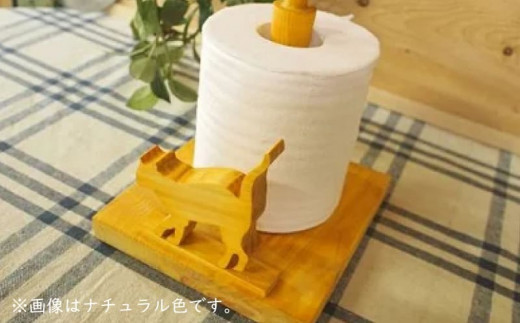 ペーパーホルダー 猫型 ロール トイレットペーパー 横向き 手作り ハンドメイド ひのき wood 木製 阿波市