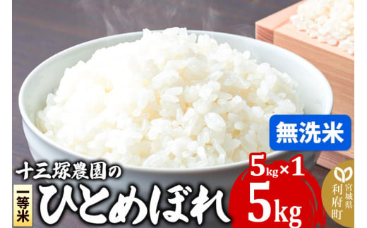 【無洗米】宮城県利府町産一等米ひとめぼれ5kg(5kg×1)