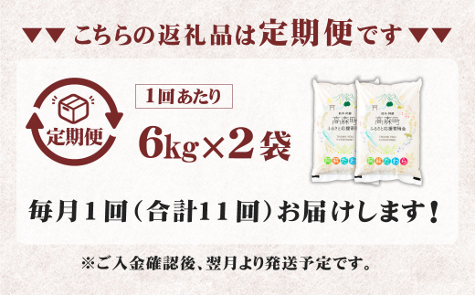 【1ヶ月毎11回定期便】阿蘇だわら 12kg（6kg×2袋）