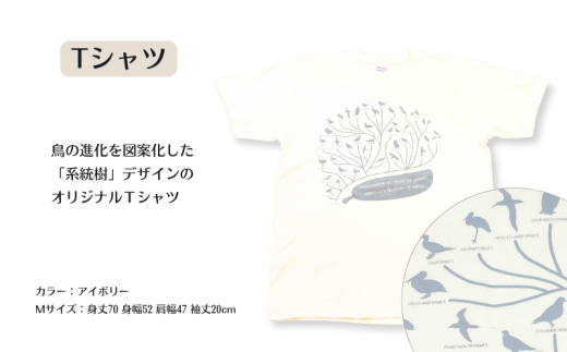 鳥の博物館オリジナルTシャツとグッズのセット（M／アイボリー）