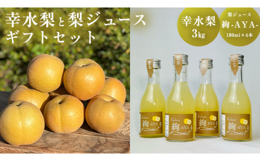 梨 「 幸水 」 3kg と 梨 ジュース 「絢 -AYA-」 180ml × 4本 ギフト セット 減農薬 果物 フルーツ なし ナシ [DC008ci]