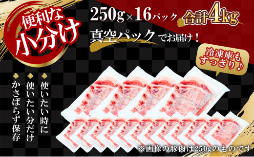 【農場直送】真空パック　北海道産　北島ワインポーク　焼肉用肩ロース 4kg 【小分け】