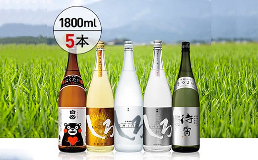 【 お歳暮ギフト 】  白岳・ 厳選 一升瓶 1800ml × 5本セット 計9L ＜白岳4種・待宵セット＞ 【 白岳しろ 謹醸しろ 吟麗しろ くまモンボトル 待宵28度 】 減圧蒸留 樽熟成 吟醸香 本格焼酎 018-0484-os