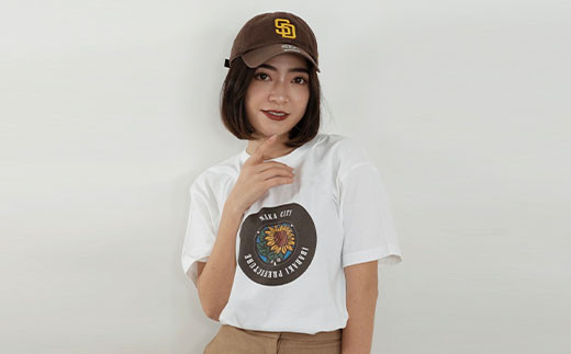 那珂市 マンホールＴシャツ 白 S M L XL ひまわり ご当地オリジナルデザイン オリジナルギフト 都道府県 リンクコーデ Tshirt ティーシャツ Tシャツ ご当地グッズ おしゃれ カラー 半袖 Ｔシャツ グラフィック アート STREET ストリート