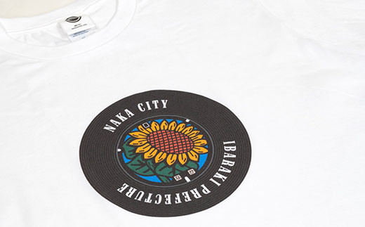 那珂市 マンホールＴシャツ 白 S M L XL ひまわり ご当地オリジナルデザイン オリジナルギフト 都道府県 リンクコーデ Tshirt ティーシャツ Tシャツ ご当地グッズ おしゃれ カラー 半袖 Ｔシャツ グラフィック アート STREET ストリート