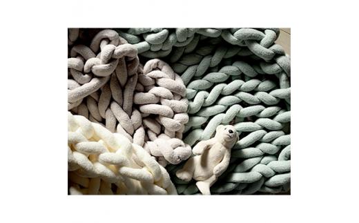 Cloudy Hand Knit Blanket　Lサイズ　ライトグリーン MWCA-001【1064363】