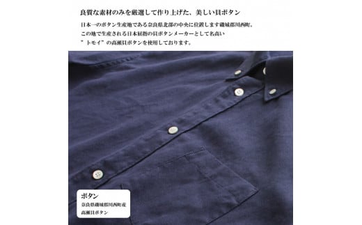 46-4　播州織メンズシャツ ボタンダウン 半袖【WASHI】「THE INDUSTRY WORKS」（1着）【TIW_167（ホワイト）】Sサイズ