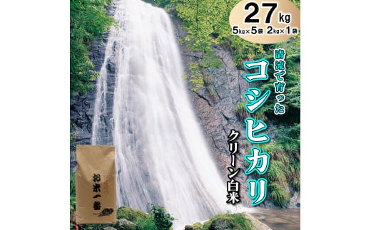 【クリーン白米】多可町加美区の清流で育ったコシヒカリ27㎏[832]